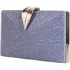 CORIOS Borsetta da Sera Donna Borsa a Mano con Fibbia a Foglia Chiusura Borsa a Spalla Clutch Piccolo con Catena Elegante Pochette Borsa a Tracolla per Cocktail Festa Ballo Cerimonia Blu