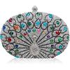 CORIOS Pochette da Pavone Donna Borsetta da Sera con Strass Pochette Piccolo con Catena Elegante Borsa a Spalla Gorgeous Borsa a Tracolla Borse Messenger per Cocktail Cerimonia Festa Ballo Argento