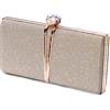 CORIOS Borsetta da Sera Donna Strass Clutch Paillettes Borsa a Spalla Pochette Piccolo con Catena Borsa Scintillante Elegante Borsa a Tracolla per Cocktail Festa Cerimonia Ballo Oro