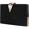 CORIOS Borsetta da Sera Donna Borsa a Mano con Fibbia a Foglia Chiusura Borsa a Spalla Clutch Piccolo con Catena Elegante Pochette Borsa a Tracolla per Cocktail Festa Ballo Cerimonia Nero