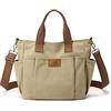 CORIOS Borsa a Tracolla in Tela Borsa a Mano Donna Grande Capacità Borsa a Spalla Casuale Borsa Tote Multifunzione Borse Messenger per Shopping Viaggi Lavoro Cachi