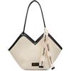 CORIOS Borsa a Mano Donna Borsa a Tracolla in Pelle PU Texture a Righe Borsa a Spalla Silhouette a V Moderna Borsa Ascellare Grande Borsa per la Spesa Elegante Tote per Shopping Viaggio Lavoro Bianco