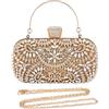 CORIOS Borsetta da Sera Donna Strass Clutch Elegante Pochette Piccolo con Catena Borsa a Tracolla Borsa a Mano Borsa a Spalla Borse Messenger per Cocktail Festa Ballo Cerimonia Oro