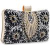 CORIOS Borsetta da Sera con Strass da Donna Pochette Piccolo con Catena Elegante Borsa a Spalla Borsa a Tracolla Gorgeous Borse Messenger Retro Clutch per Ballo Cerimonia Cocktail Festa Nero
