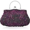 CORIOS Borsetta da Sera Donna Pochette con Perline Glitterate e Perline con Paillettes Borsa a Spalla Elegante Borse Messenger Retro Borsa a Tracolla Cocktail Festa Cerimonia Ballo Clutch Viola