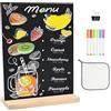 Foonary Set di 2 lavagne cancellabili, 30 x 20 cm | con 6 pennarelli, 4 gessi e un panno per la pulizia, adatti per menù buffet, etichette di nozze, etichette