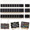 YinnFeen 30 Pezzi Piccole Lavagne, 3 Forme Mini Lavagnette con Supporto Nere, Lavagnette Cancellabili in Legno per Buffet Matrimoni Feste Caffè Ristoranti e Cartellini Prezzi