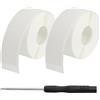 MERVYNGLYNNHUNTER 2 rotoli di etichette termiche autoadesive bianche 40 × 14 mm, con 1 mini cacciavite, per categorizzazione articoli, timbri data, cartellini prezzi