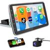 Junsun Android 15 Universale Autoradio 1 din con Schermo 10.1 pollici | Car Radio con CarPlay/Android Auto GPS BT WIFI FM RDS Telecamera posteriore 2GB+64GB (Lo schermo è rimovibile e ruotabile)