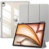 TiMOVO Cover per iPad Air 13 Pollici M4/M3/M2, Grigio Chiaro | Con Portapenne, Custodia Protettiva Sottile con Supporto Trifold, Scocca Posteriore Trasparente, Auto Sveglia/Sonno