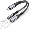 JSAUX Adattatore USB C Jack 3.5mm 2 in 1, Tipo C a Jack 3,5 mm e Ricarica rapida da 60W Splitter per Cuffie Compatibile con iPhone 16/15 Pro Max, Galaxy S25/S24/S23/S22 Ultra, iPad Pro, Pixel
