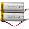 RmtcBal Batteria ai polimeri di litio da 3,7 V, 1000 mAh, 102050, ricaricabile, con connettore JST 1,25 mm, 2 pin, per fai da te, dispositivi elettronici e Bluetooth
