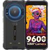 Ulefone RugKing Smartphone Rugged Android 15, 9600mAh Cellulare 4G, 16GB+128GB/SD-2TB Telefono Indistruttibile Octa‑Core, IP68K 50MP 5,99 Pollici, Altoparlante 126 dB, LED 126 lm, 3 Slot, OTG/GPS/NFC