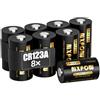 MXPOW 8 x Batterie CR123A al Litio 3 V 1700mAh ad Alta Capacità | Non Ricaricabili, Bassa Autoscarica, Antiperdita, Lunga Durata, per Sensori di Movimento, Porte/Finestre e Allarmi Wireless