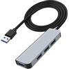 MEIRIYFA Hub USB 3.0, splitter hub USB 4 in 1, in alluminio, 1 porta USB 3.0 (5 Gbps) + 3 porte USB 2.0 (480 Mbps) per desktop, laptop, flash drive, PC, tastiere, 1 m