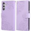MouyouGlow Custodia Sam sung Galaxy A35 5G | Flip Cover Portafoglio Donna con Slot Carte di Credito (3 Posti) | Antiurto in Pelle Fiore PU con Stand Integrato | Cinturino da Polso | Viola Chiaro
