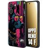 CUSTOMIZZA - Custodia cover nera morbida in tpu compatibile per Oppo Reno 14 F animali cyberpunk dobermann cane street dog fucsia blu