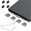 AUZOSL 8 tappi antipolvere USB C 4 alluminio + 4 cover antipolvere in silicone tipo C compatibile con Samsung Galaxy S23 Xiaomi Google Pixel Motorola Nothing Phone, grigio