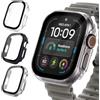 NEWZEROL 3 Pezzi Cover Compatibili per Apple Watch Ultra 4/3/2/1 | [AntiGraffio] Vetro Temperato Integrato Custodia per PC, HD Protezione Totale Custodia - Nero/Trasparente/Argento