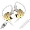 Yinyoo KZ ZSN PROX USBC iem cuffie da gioco (con microfono, oro) | Driver ad armatura bilanciata tecnologia ibrida 1DD 1BA auricolari auricolari comodi cancellazione del rumore per Android