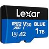 Lexar Blue Scheda Micro SD 1TB, fino a 160 MB/s, scheda microSDXC, UHS-I | C10, U3, V30, A2, video Full-HD e 4K, scheda di memoria ad alta velocità per smartphone/tablet/action camera
