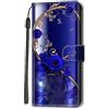Rnrieyta Miagon Custodia Cover Case per iPhone 15,Colorato Modello Pelle Portafoglio Libro Cuoio Flip Case con Porta Carte Magnetica Supporto,Blu Fiore