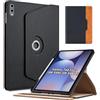 Vkooer Custodia girevole a 360° per Samsung Galaxy Tab S12+ da 12,4 pollici, antiurto e anti-impronte, in pelle PU di alta qualità, con tasca per documenti, adatta per SM-X840 SM-X846B, nero