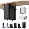 Buithafu Supporto per PC stabile sotto la scrivania in ferro, 2 in 1 per montaggio verticale e orizzontale, larghezza e altezza regolabili, portata fino a 35 kg, struttura a forma di U