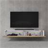 doporro Mobile Porta TV Sospeso 200 cm con 2 Ante per Soggiorno | Finitura Bianco Opaco + Marrone Chiaro, Installazione Sospesa a Parete, Struttura a 2 Ante, Madia Consolle per Salotto