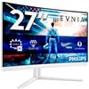 Philips Gaming Monitor 27M2C5501 27 pollici, Curvo, 2560x1440, WQHD, 180Hz, Fast VA Panel, 0.5ms MPRT, , (HDMI2x 2.0 DP 1x 1.4) Adaptive Sync, HDR10, FreeSync Premium, Bianco