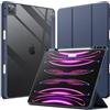 JETech Custodia per iPad Pro 12,9 6/5/4/3, Blu Marino | Cover per 2022/2021/2020/2018 Modello, Retro Trasparente Cristallino, Porta Pencil, Supporto Tri-Pieghevole, Antiurto Sottile