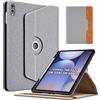 Vkooer Custodia girevole a 360° per Samsung Galaxy Tab S12+ da 12,4 pollici, antiurto e anti-impronte, in pelle PU di alta qualità, con tasca per documenti, adatta per SM-X840 SM-X846B, grigio
