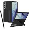 BAILI Custodia per Galaxy Z Fold 4 con supporto, protezione per lo schermo frontale, slot per S Pen, protezione per cerniera, custodia per Samsung Galaxy Z Fold4 con penna stilo-Nero
