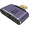 HuaLiSiJi HDMI Splitter 1 in 2 Out 2K 60Hz Adattatore HDMI Maschio Doppia Femmina Trasmissione unidirezionale per Sale Riunioni e Ambienti di Test