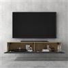 doporro Mobile Porta TV Sospeso 200 cm con 2 Ante per Soggiorno | Finitura Antracite Opaco + Marrone Chiaro, Installazione Sospesa a Parete, Struttura a 2 Ante, Madia Consolle per Salotto