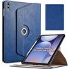 Vkooer Custodia girevole a 360° per Samsung Galaxy Tab S12+ da 12,4 pollici, antiurto e anti-impronte, in pelle PU di alta qualità, con tasca per documenti, adatta per SM-X840 SM-X846B, blu