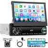 Motorsi Autoradio Motorsi 7'' con Schermo 1-DIN Bluetooth, Display touch HD retrattile manuale, Singolo DIN Radio, per iPhone e Android, Mirror Link, USB/SWC/radio FM/AUX/TF, Telecamera Posteriore, Microfono