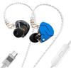 Yinyoo Auricolari IEM cablati KZ ZSN PROX USBC (con microfono, Blu) | Driver ad armatura bilanciata tecnologia ibrida 1DD 1BA auricolari auricolari comodi cancellazione del rumore per Android