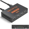 YSFSootie Splitter HDMI 1 in 4 Out, hub HDMI 4K a 30 Hz con cavo di alimentazione, scatola a 4 vie per sincronizzazione audio/video UHD, supporta HDTV/proiettore/PC/laptop/PS3/DVD (nero, cavo di alimentazione