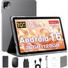 MENTUME Android 16 Tablet 10 Pollici con Tastiera, Mouse & Penna, CPU Unisoc T606, 26 GB RAM + 128 GB ROM+ 1 TB TF, Display IPS HD 1280x800, Fotocamera Doppia, 7000 mAh, WiFi 6, Widevine L1 (Custodia Grigio)