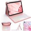 FUWANG Cover per tastiera per iPad A16 11a 11 2025/10a generazione 10,9 | AZERTY Layout francese - Cover per tastiera con tastiera Bluetooth rimovibile, per iPad 11, 7 colori, colore: Marmo