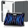 4UBonLife Custodia per iPad Pro 11 pollici 2022/2021/2020/2018 (4a/3a/2a/1a Generazione) con Portapenne, Cover Retro Rigido Chiaro Trasparente, Smart Case Antiurto Anti-Ingiallimento, Grigio siderale