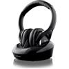Meliconi Cuffie 600 Pro, Cuffia TV Wireless Universale con Base Ricarica | Portata 100 mt, Cavo Audio Aux da 3.5mm e Cavo Audio Toslink in dotazione, Nero, 18.3 x 28.5 x 24.5 cm