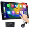 Haudio 9 pollici Autoradio 2 DIN Bluetooth con CarPlay wireless & Android Auto,con Telecamera Posteriore,Bluetooth,AUX,Navigazione GPS,Mirroring,FM/AM,Lettore Musicale (2+64GB)