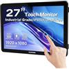 NORQIN Monitor Touchscreen Industriale 27 Pollici, IP65 Impermeabile | 1920×1080 LCD Monitor Touch,Capacitivo 10 Punti,Montaggio VESA,HDMI/VGA/DVI/USB,Schermo Robusto per Chioschi,POS & Magazzino