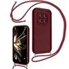 LEHEHE Cover per Xiaomi Redmi Note 13 PRO 5G / Xiaomi POCO X6 5G con Cordino Regolabile, Custodia Telefono a Tracolla e da Collo TPU Silicone Morbido Antiurto Cover Protezione Fotocamera-Vino
