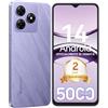 Blackview Smartphone 2025, Octa-Core Android 14, 6GB+64GB/2TB TF, 5000mAh, 6.56 HD+, Cellulare, 13MP+8MP, Face ID/4G Dual SIM 3 Slot/GPS/Tipo-C/3.5mm Jack/Purpura