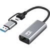 LevelOne USB-0423 - Adattatore di rete 2,5 Gigabit Ethernet 2 in 1 USB-C/A