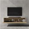 doporro Mobile Porta TV Sospeso 140 cm con 2 Ante per Soggiorno | Finitura Marrone Chiaro, Installazione Sospesa a Parete, Struttura a 2 Ante, Madia Consolle per Salotto, Arredo Salvaspazio