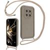 LEHEHE Cover per Xiaomi Redmi Note 14 PRO 5G / POCO X7 5G con Cordino Regolabile, Custodia Telefono a Tracolla e da Collo TPU Silicone Morbido Antiurto Cover Protezione Fotocamera-Marrone